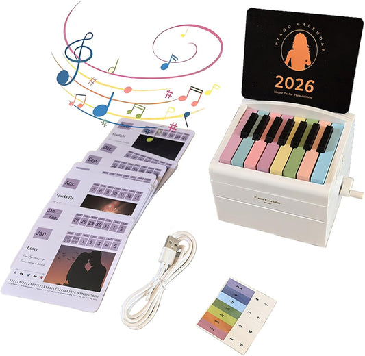 Mini Piano Calendar 2026 with Playable Music Sheets and Cards