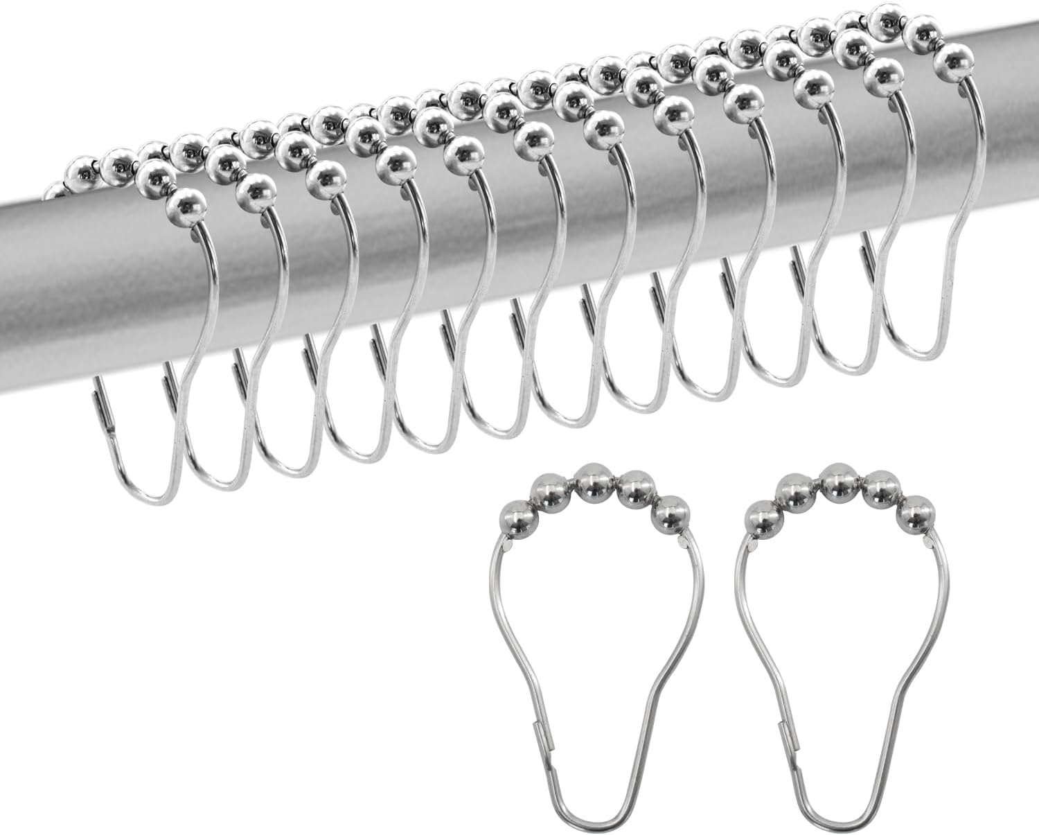 Rust-Proof Decorative Shower Hooks - Set of 12