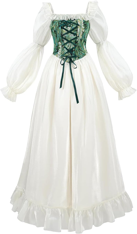 White Renaissance Dress for Women - Elegant Victorian Costume