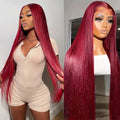 99j Burgundy Lace Front Wig 13x6 HD 32in - Natural Silky Look