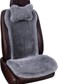 Shearling Sheepskin Car Seat Cover 3 Pack Front - Fluffy Misty Gray