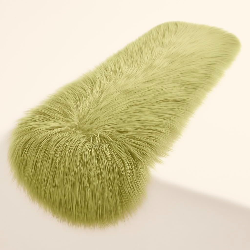 Apple Green Faux Fur Table Runner for Holiday Decor & More