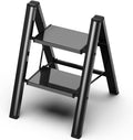 GameGem 2 Step Ladder Aluminum Folding Step Stool - Stable 330 lb