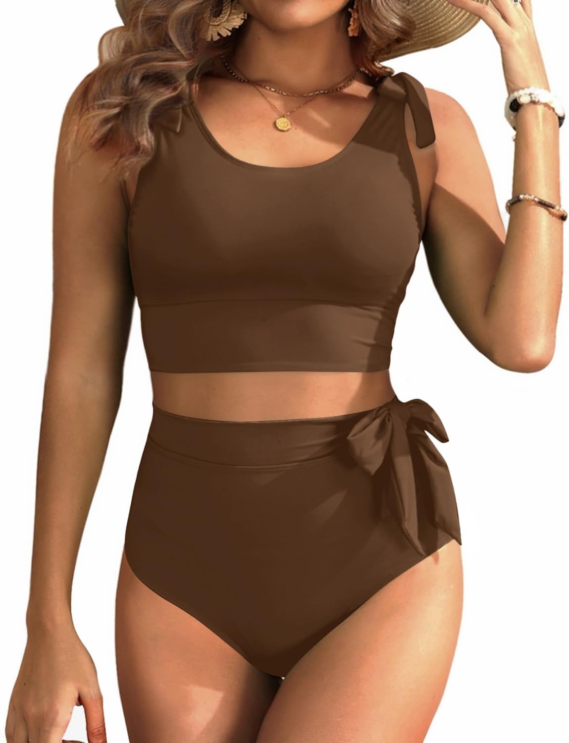 Two Piece High Waisted Swimsuits for Women with Tummy Control