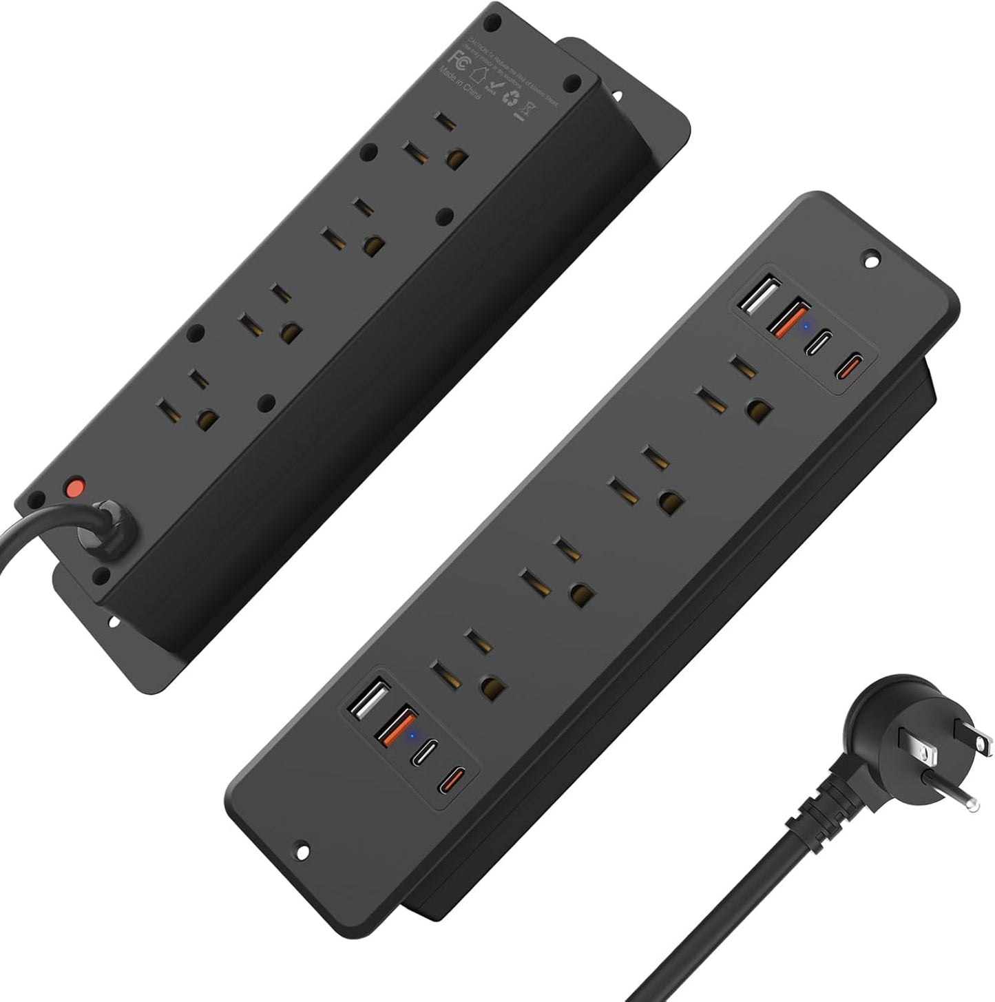 HHSOET 8 Outlet Recessed Power Strip with Fast Charging USB C