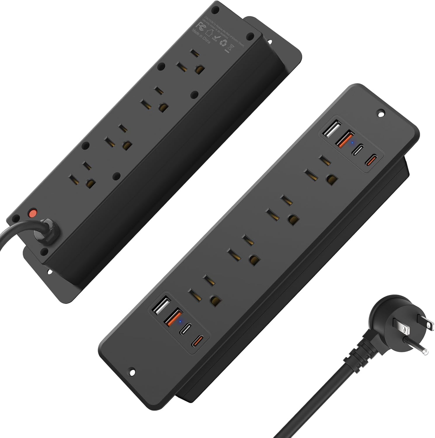 HHSOET 8 Outlet Recessed Power Strip with Fast Charging USB C