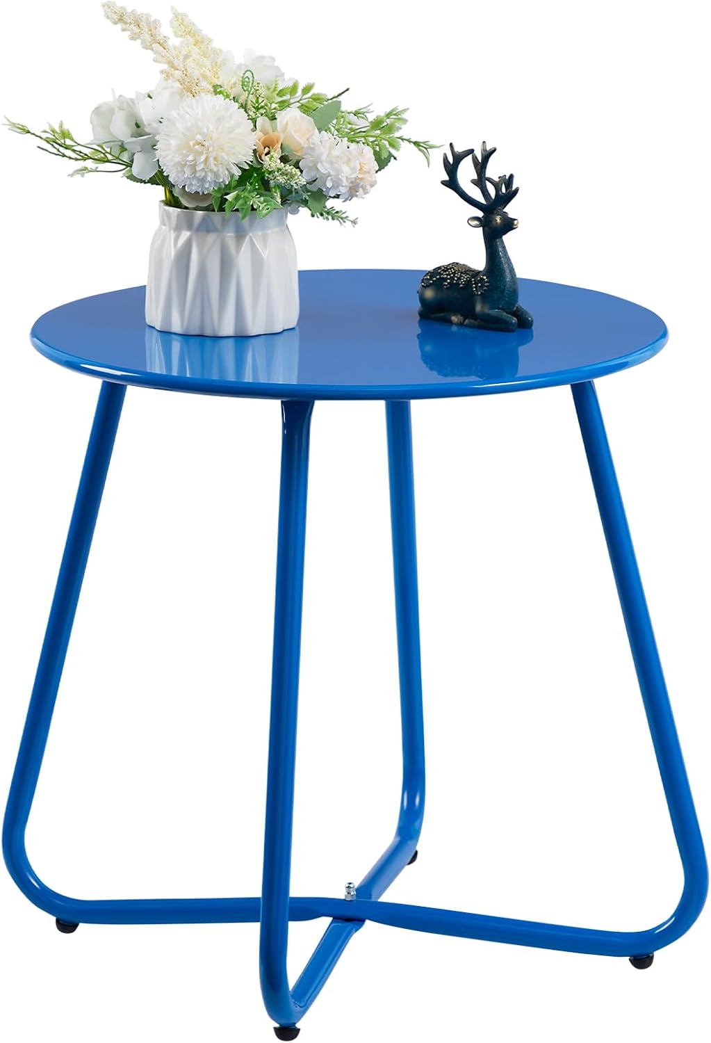 HollyHOME Round Metal Side Table for Indoor & Outdoor Use