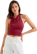 SUUKSESS Halter Backless Cowl Neck Tank Top - Sexy Summer Going Out