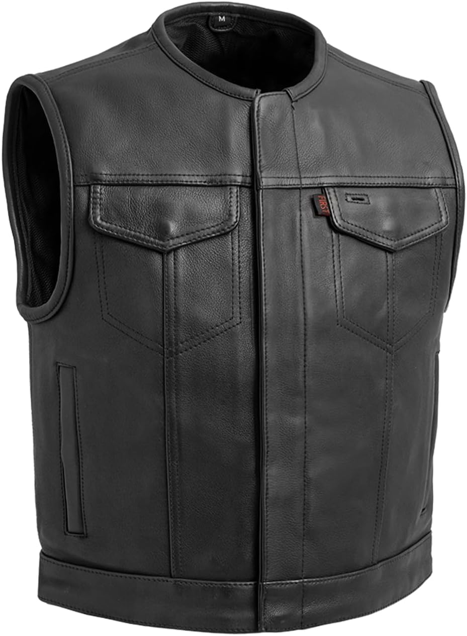 Lowside Mens Motorcycle Biker Riding Vest - Durable Leather Style