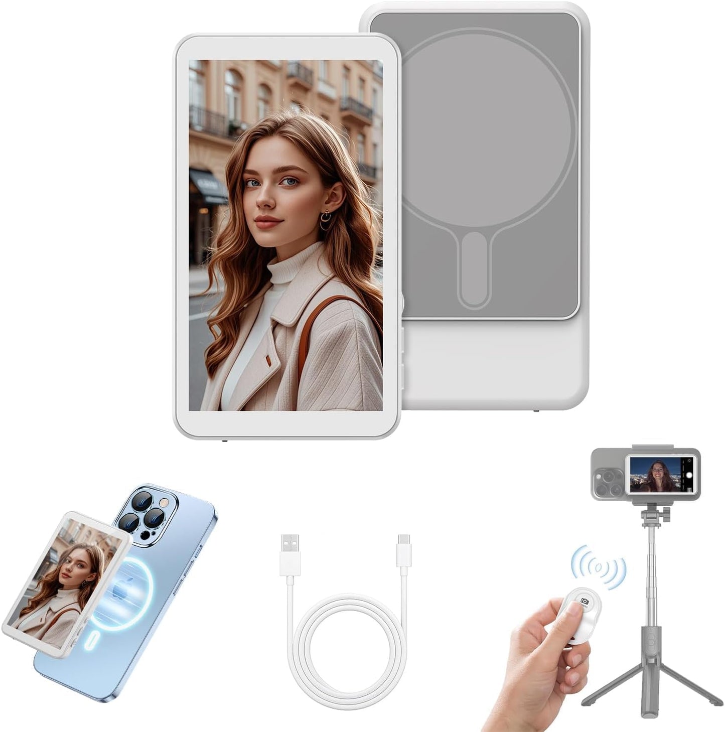 Selfie Monitor Screen for iPhone & Android - Magnetic Vlog Tool