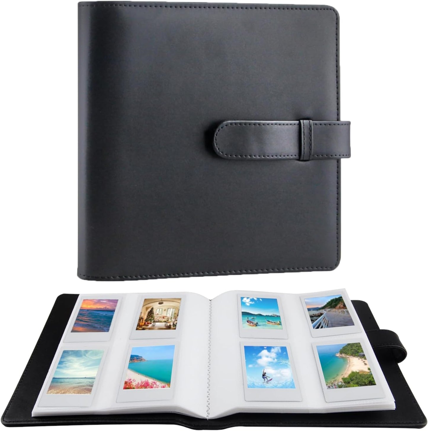 Pocket-Sized Photo Album for Fujifilm Instax & Polaroid: 256 Pockets, Leather Cover