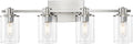 4-Light Bathroom Lighting Brushed Nickel Vanity Light Fixture - Clear