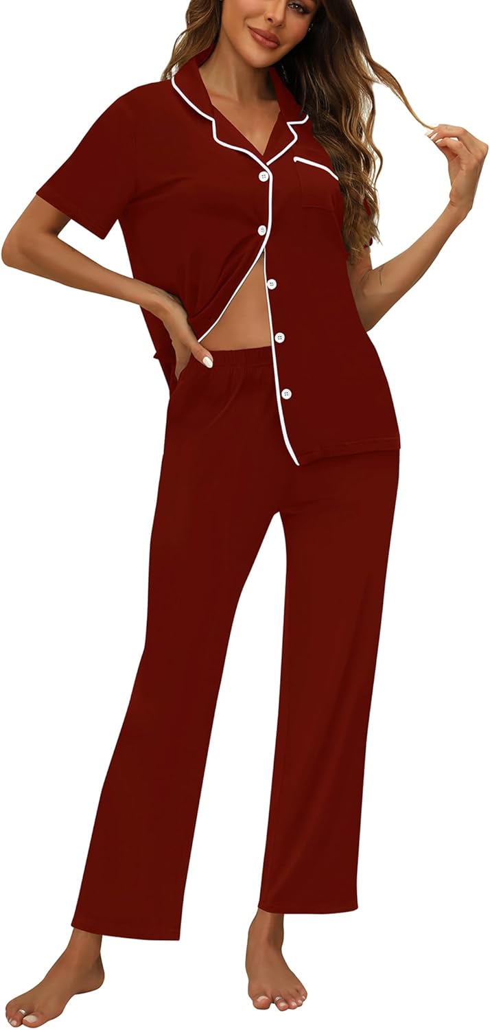 ZMJ Womens Pajamas Sets Soft Button Up Pj Sets for Comfort