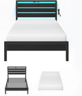 Rolanstar Twin Bed Frame with Gel Memory Foam Mattress - LED USB