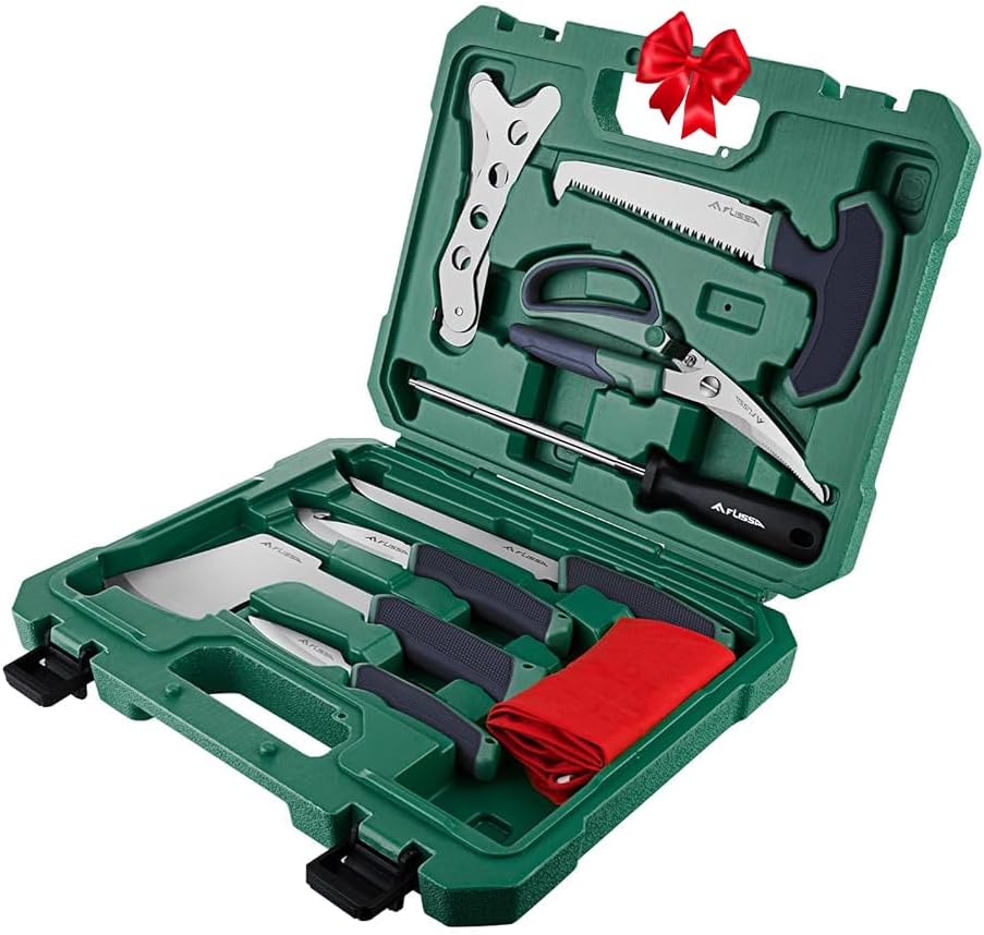 FLISSA Hunting Field Dressing Kit - 10 Piece Knife Set for Outdoors