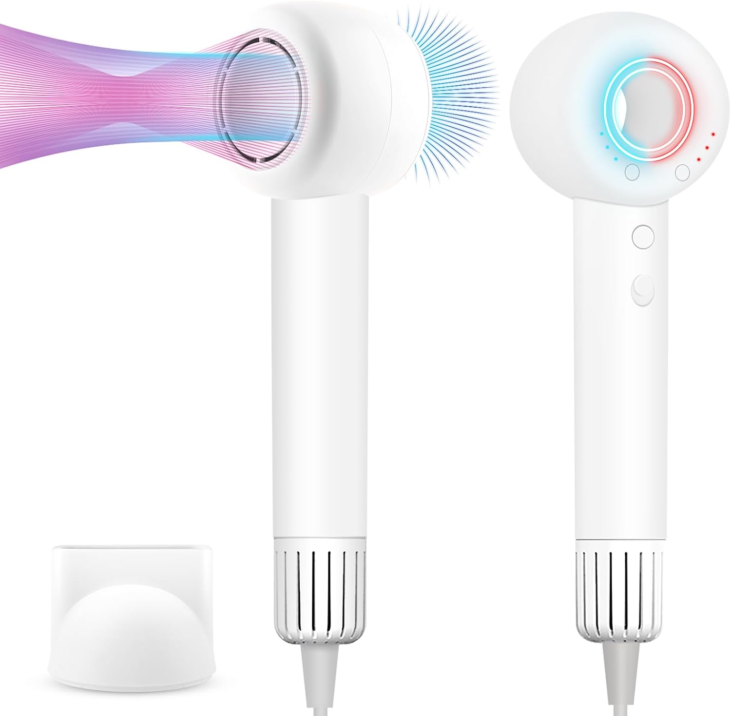 Ultra Fast Hair Drying Power, Low Noise Ionic Blow Dryer, White