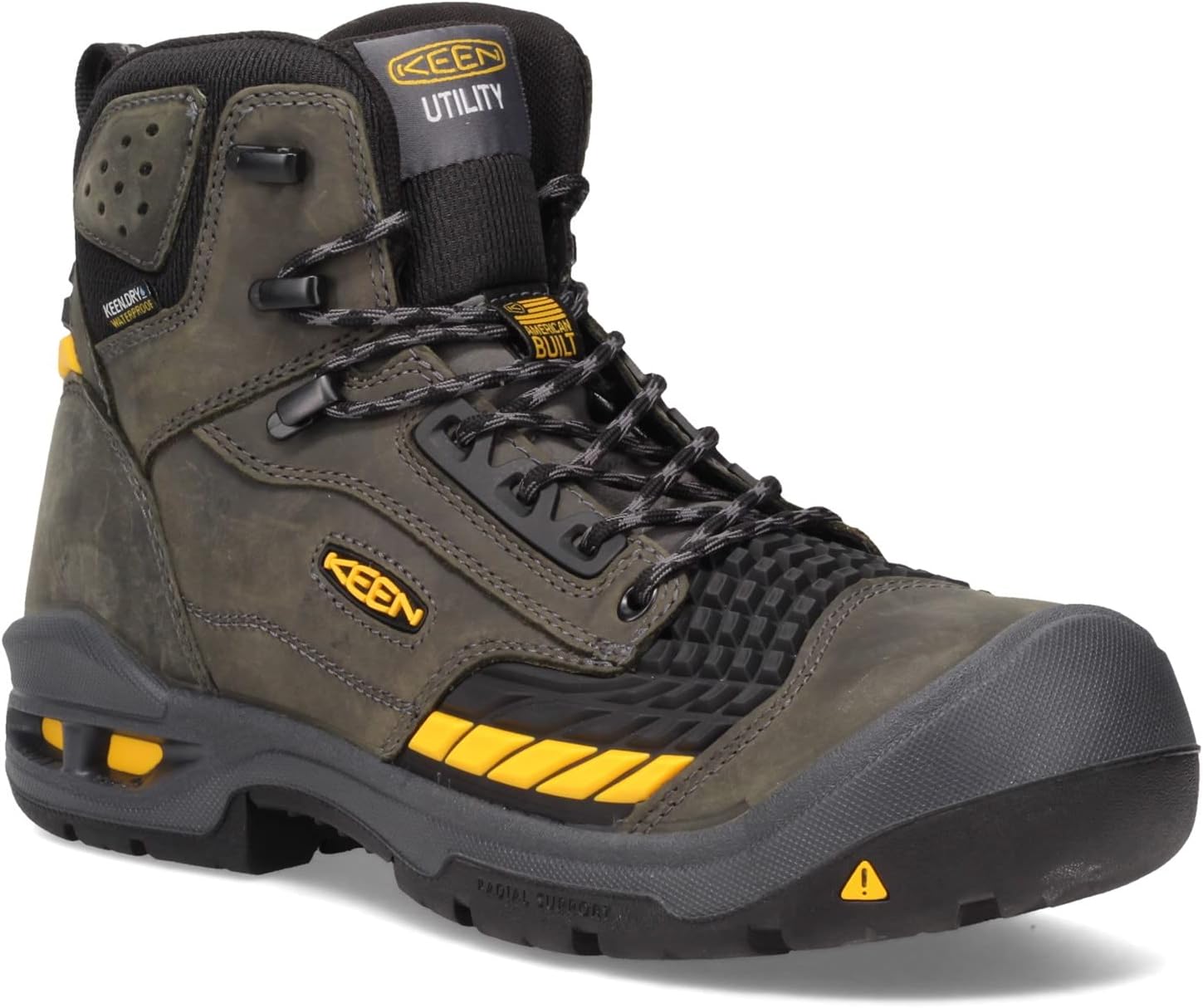 KEEN Men's Waterproof Work Boots with Composite Toe - Magnet/Black, Size 12