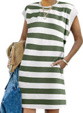 AlvaQ Womens Striped Summer Dress 2025 - Casual Crewneck with Pockets