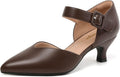 Comfortable Kitten Heels Pointed Closed Toe Ankle Strap - Dressy Low