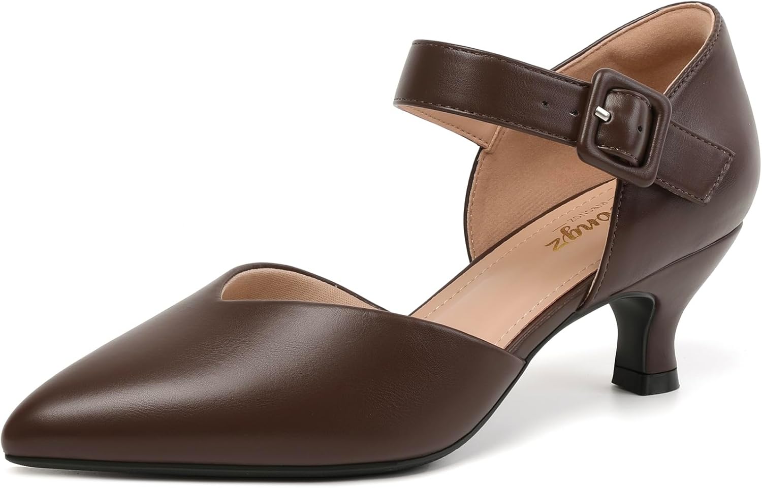Comfortable Kitten Heels for Women with Ankle Strap Design