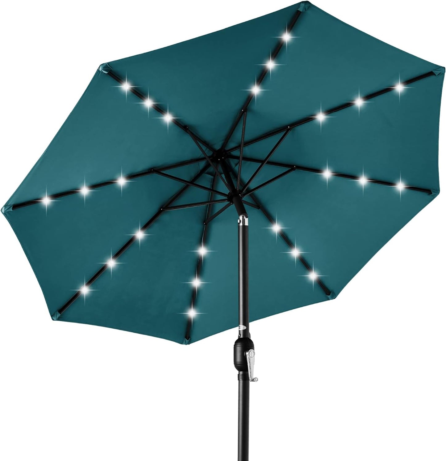 10ft Solar LED Lighted Patio Umbrella with Tilt Adjustment