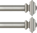 Curtain Rod 32 to 58 in Adjustable Single Rod with Square Finials