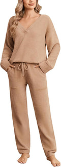 Snuggle Sac Pajamas for Women Set V Neck Ultra Soft Pjs - Cozy Fuzzy