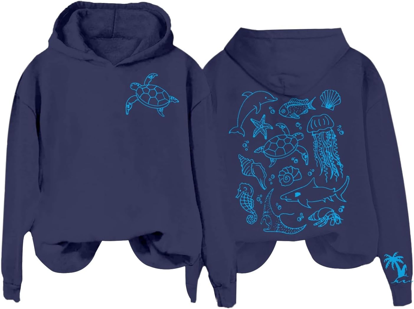 Heevina Pink Palm Hoodie - Ocean-Inspired Stylish Comfort