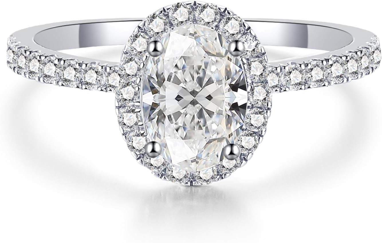IMOLOVE Moissanite Engagement Rings for Women Halo Promise Rings