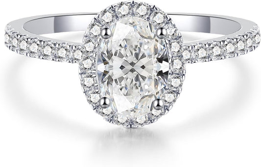 IMOLOVE Moissanite Engagement Rings for Women Halo Promise Ring