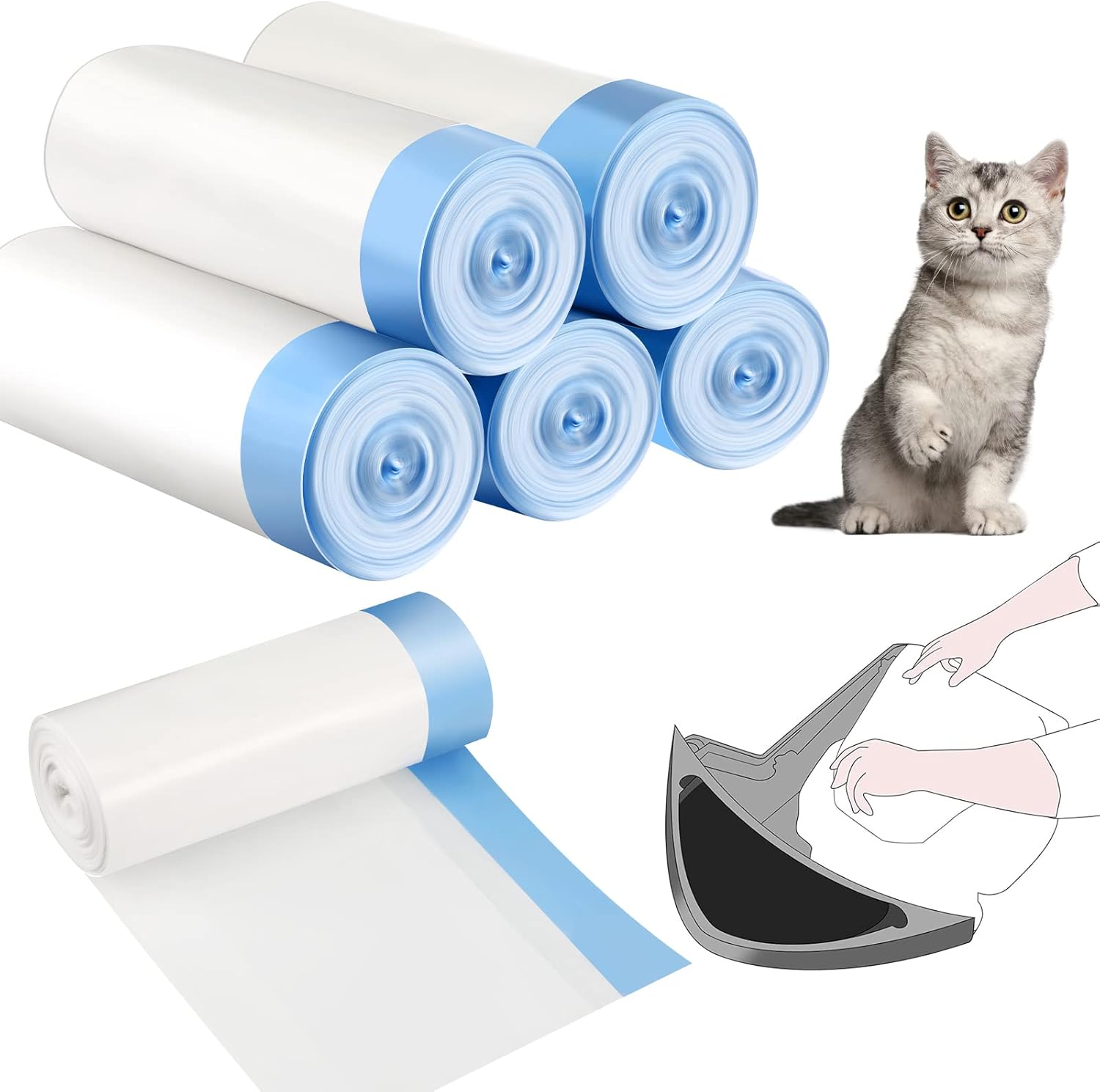 Harloon Cat Litter Box Liners - Odor Control & Easy Cleanup!