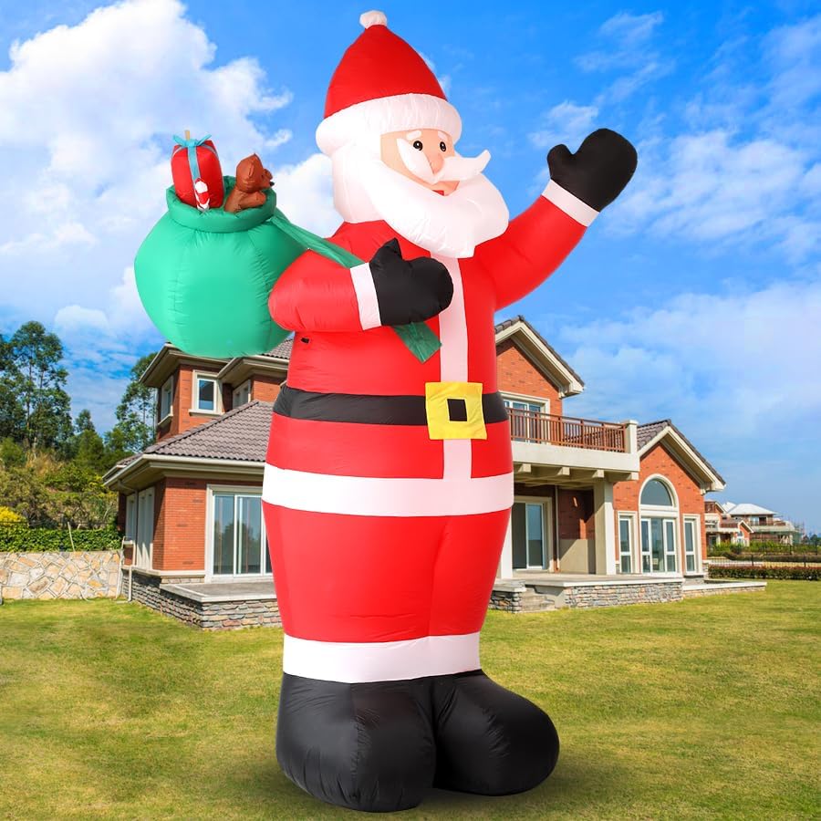 12FT Giant Christmas Inflatables for Yard - LED Santa Decor
