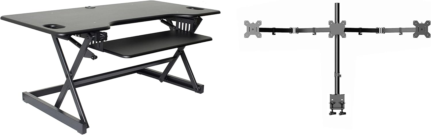 Rocelco 46in Large Height Adjustable Standing Desk Converter Bundle
