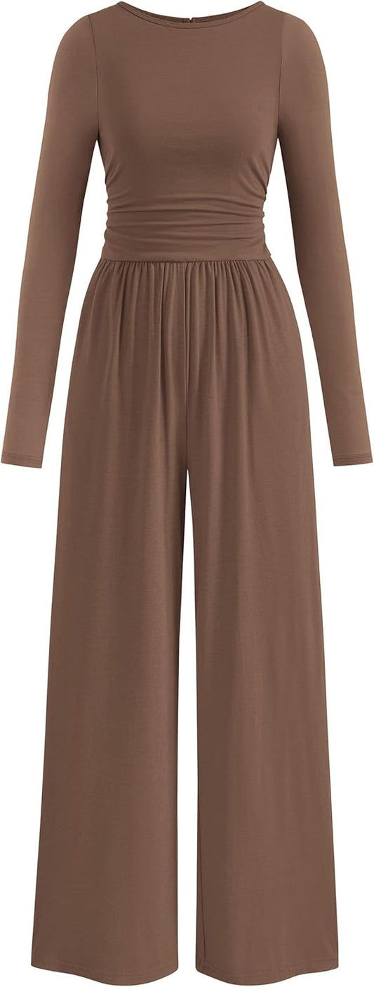 PRETTYGARDEN Long Sleeve Wide Leg Jumpsuits for Women 2025