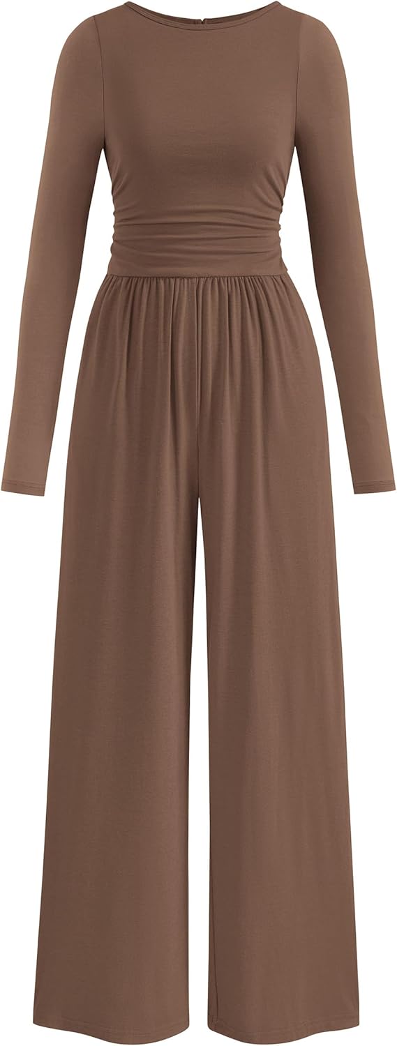 PRETTYGARDEN Long Sleeve Wide Leg Jumpsuits for Women 2025