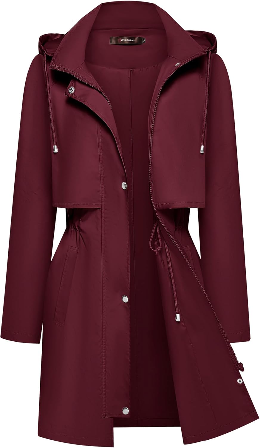 Bloggerlove Waterproof Rain Jacket for Women Lightweight Trench Coat