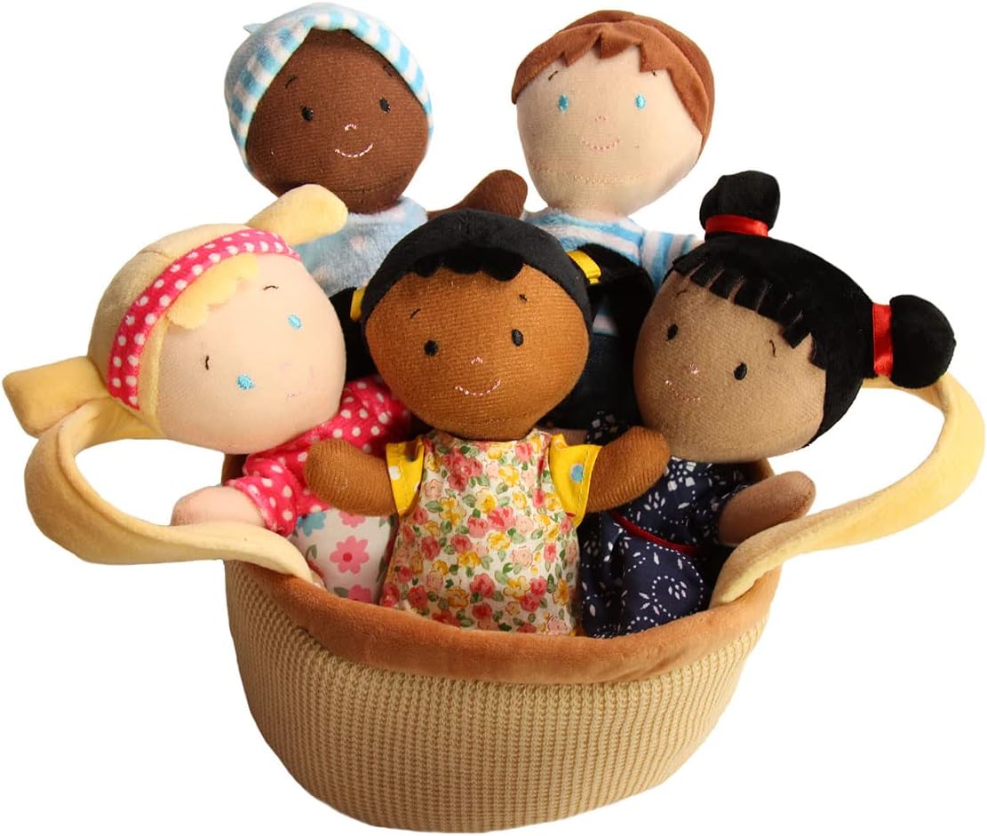 Snuggle Stuffs Basket of Buddies Plush Diversity Dolls for Kids