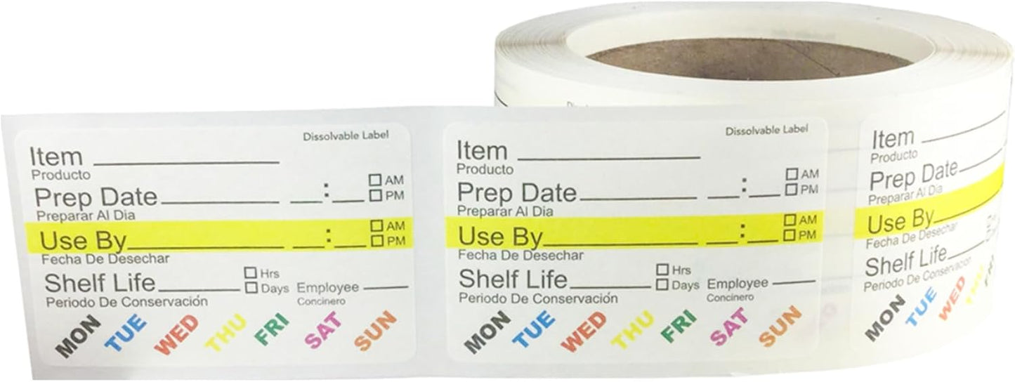 Dissolvable Food Labels for Kitchen & Restaurant Supplies - 2500 Pack