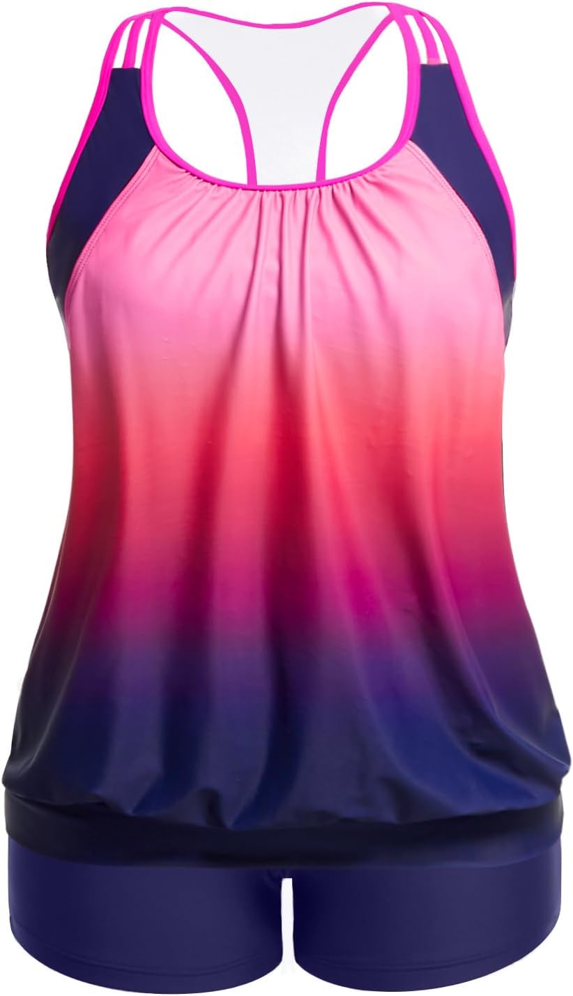Holipick Plus Size Tankini Swimsuit for Women with Tummy Control