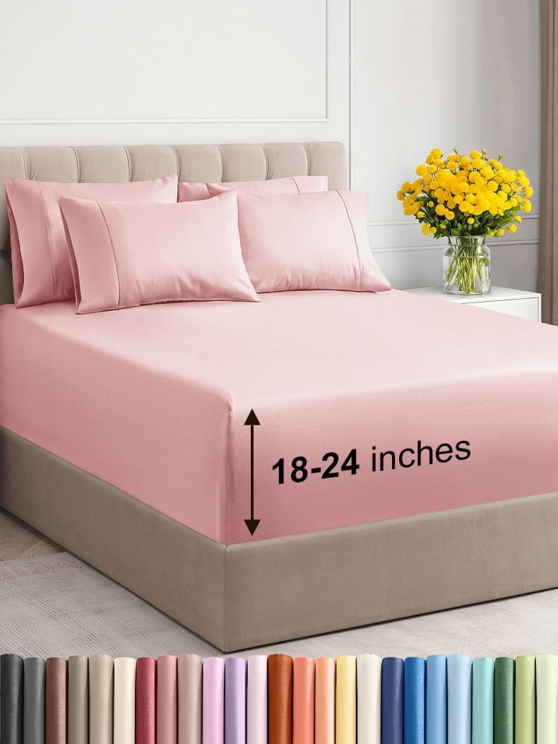 Extra Deep Queen Sheet Set - 6 Piece Breathable & Cooling