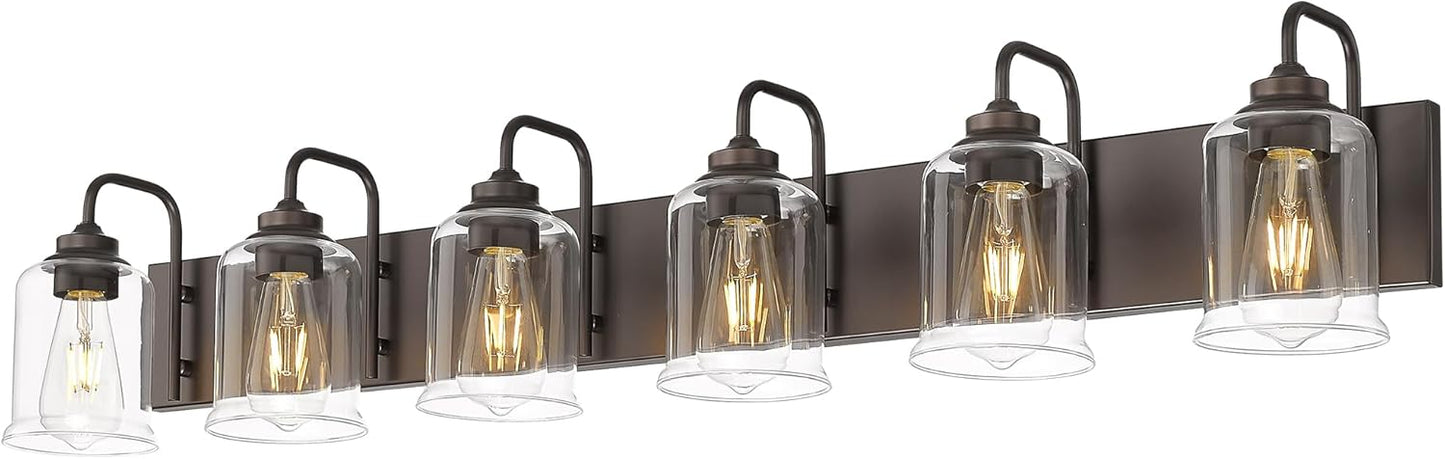 44 Inch Farmhouse Bathroom Vanity Lights with Clear Glass Shade
