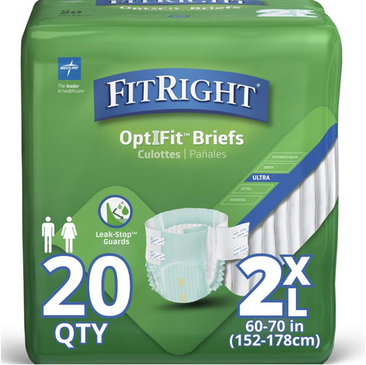 Medline FitRight Ultra XXL Adult Diapers - Heavy Absorbency 80ct