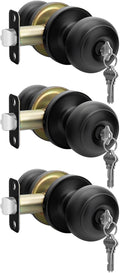 Black Exterior Door Knob Keyed-Alike Set (3 Pack) - Matte Black Finish