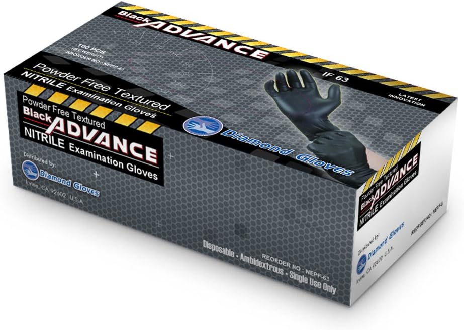 Black Advance Nitrile Examination Gloves - Heavy Duty 1000pcs