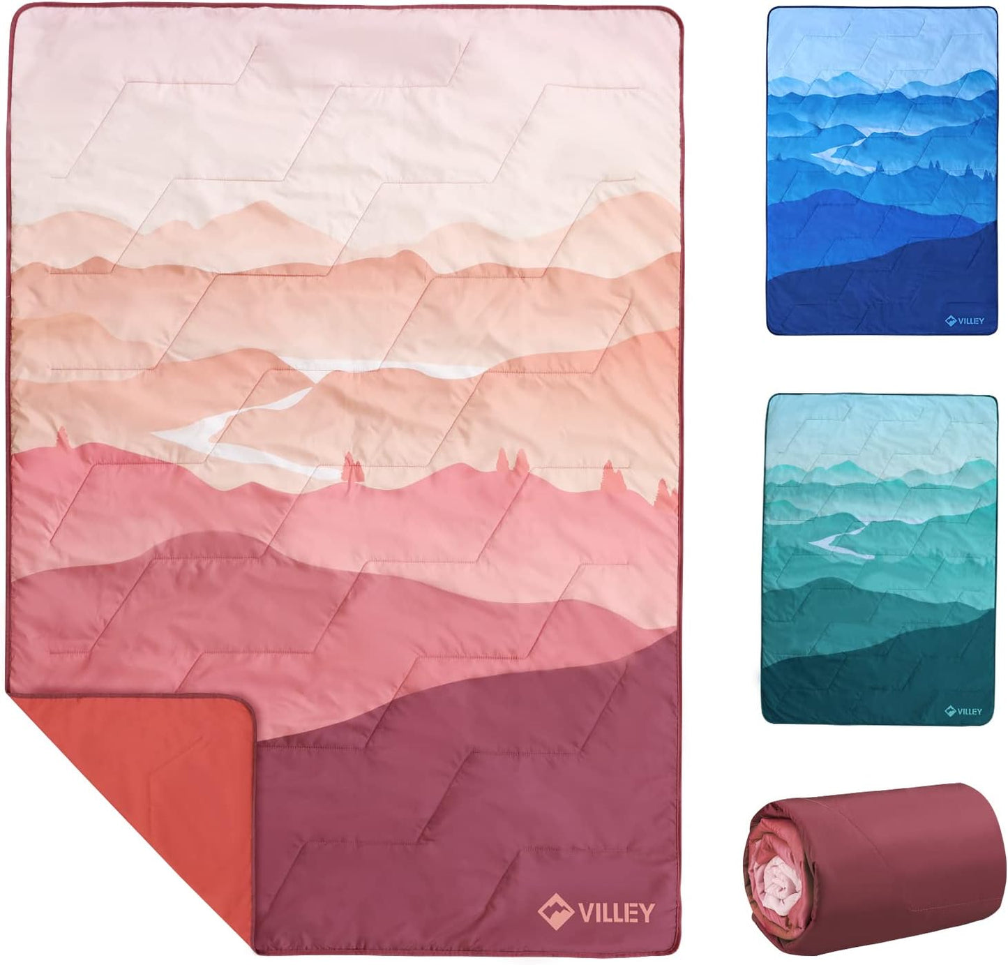 VILLEY 3-Layer Picnic Blanket: Water Repellent & Portable
