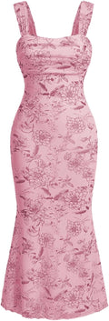 GORGLITTER Floral Ruched Bodycon Midi Dress - Flattering Summer Wear