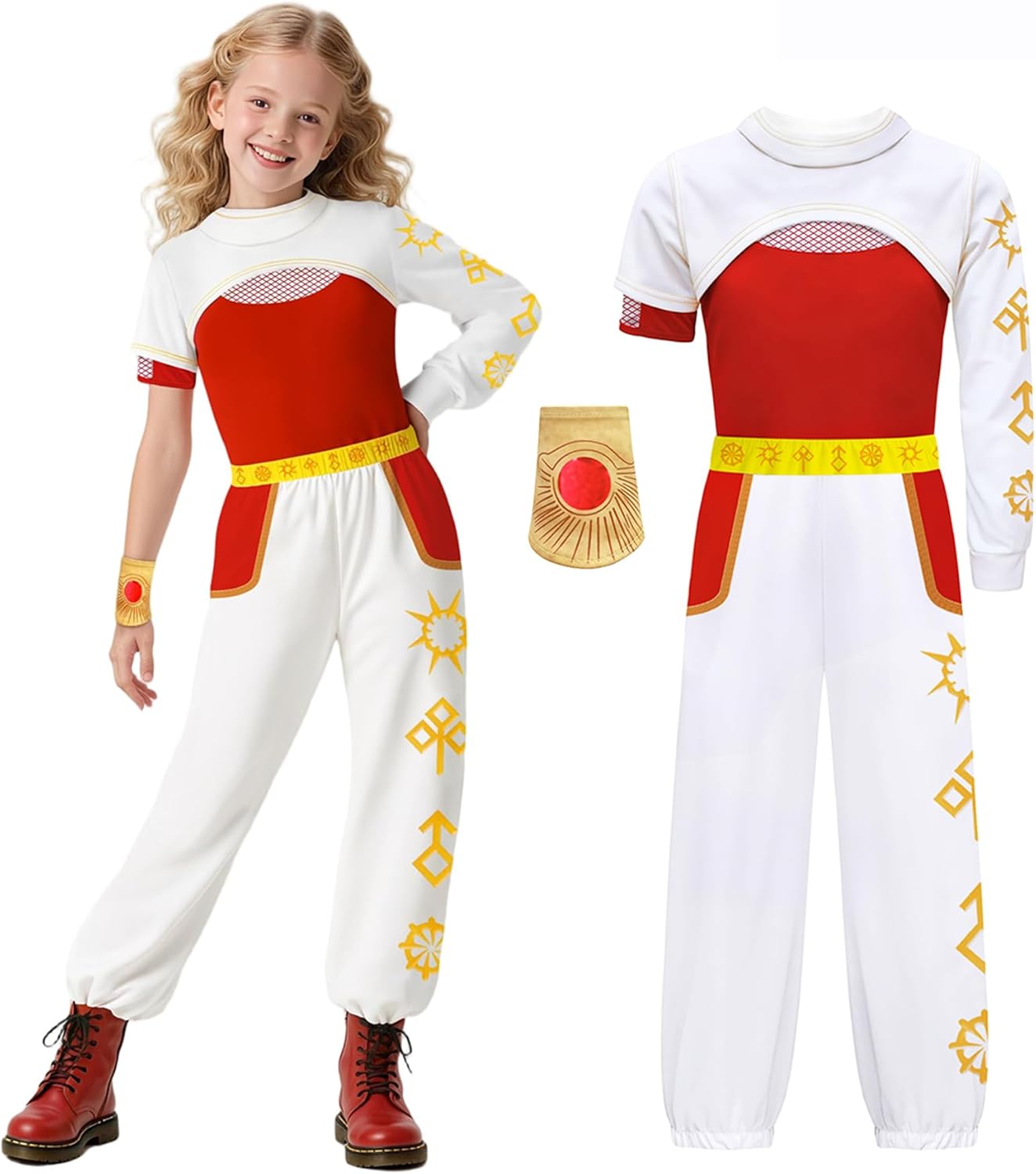 Kids Girls Zombies Outfits Halloween Cheerleader Uniform 4pcs Set