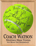 Tennis Coach Gift Plaque SIGNABLE - Personalized Solid Wood Award