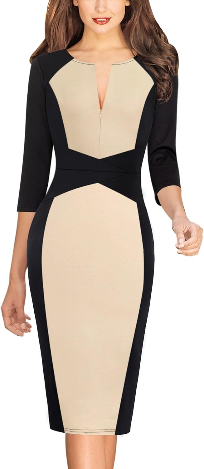 VFSHOW Womens Slim Zipper Up Bodycon Pencil Dress for Office