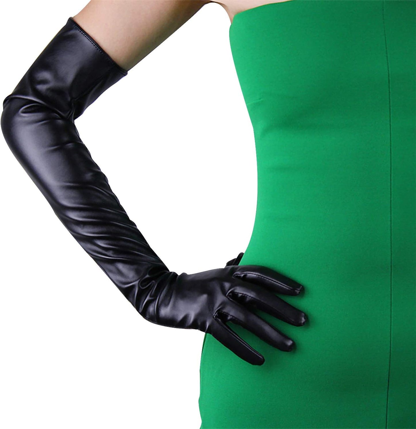 DooWay 24 Long Leather Opera Gloves - Elegant Evening Accessory